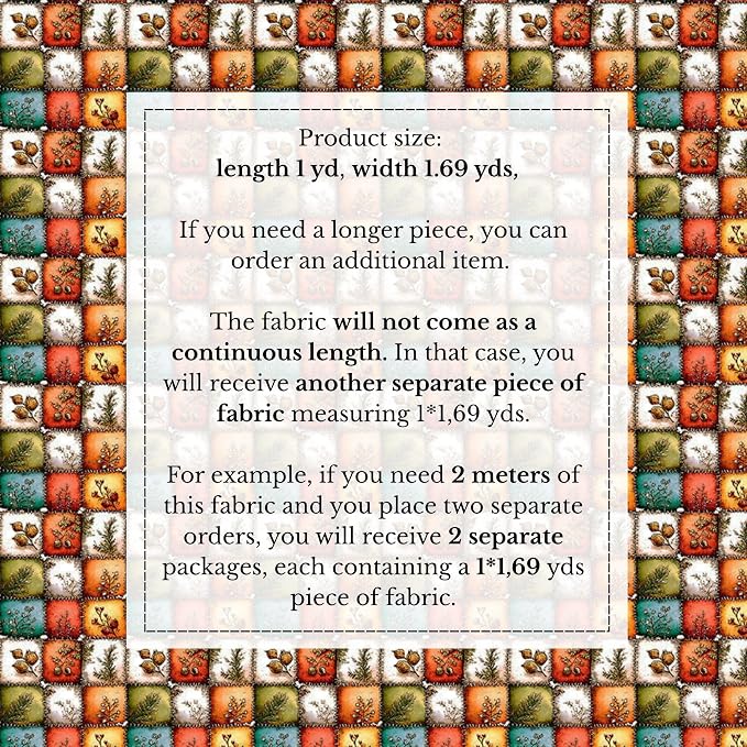 Autumn Forest Patchwork Cotton Fabric Panel – 61 × 36.6 Inches, 100% Cotton 140 GSM, Premium Turkish Printed Fabric for Quilting, Crafts & Home Decor