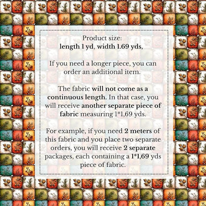 Autumn Forest Patchwork Cotton Fabric Panel – 61 × 36.6 Inches, 100% Cotton 140 GSM, Premium Turkish Printed Fabric for Quilting, Crafts & Home Decor