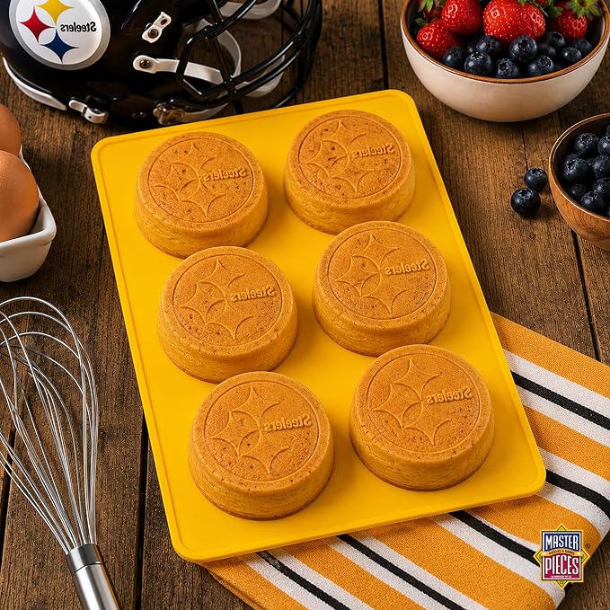Masterpieces NFL Pittsburgh Steelers Silicone Muffin Baking Pan - Oven & Microwave Safe, Dishwasher Safe