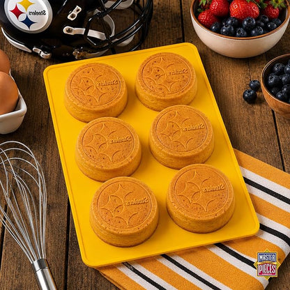 Masterpieces NFL Pittsburgh Steelers Silicone Muffin Baking Pan - Oven & Microwave Safe, Dishwasher Safe