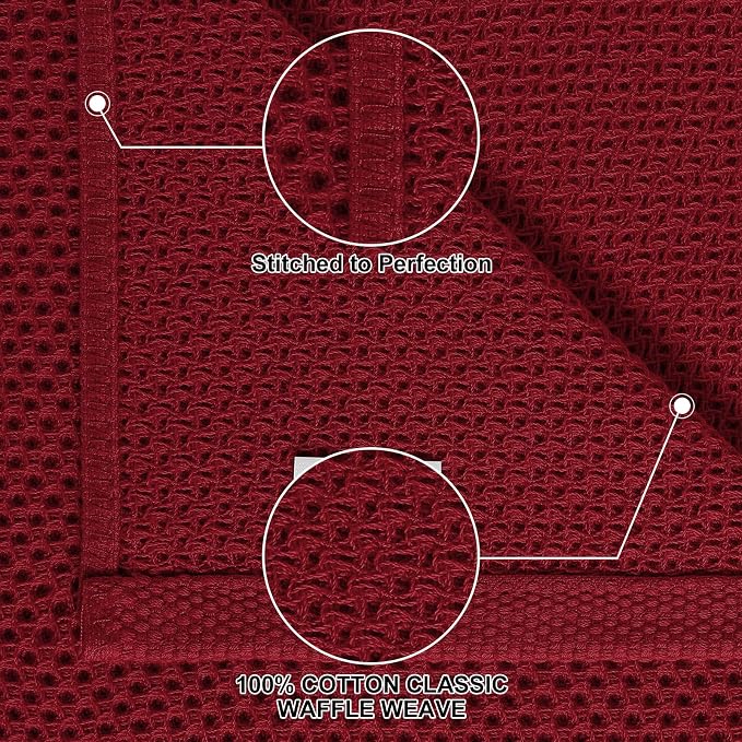 Homaxy 100% Cotton Kitchen Towels and Dishcloths Set, 12 x 12 Inches and 13 x 28 Inches, Set of 10 Bulk Kitchen Towels Set, Ultra Soft Absorbent Dish Cloths for Washing Dishes, Burgundy