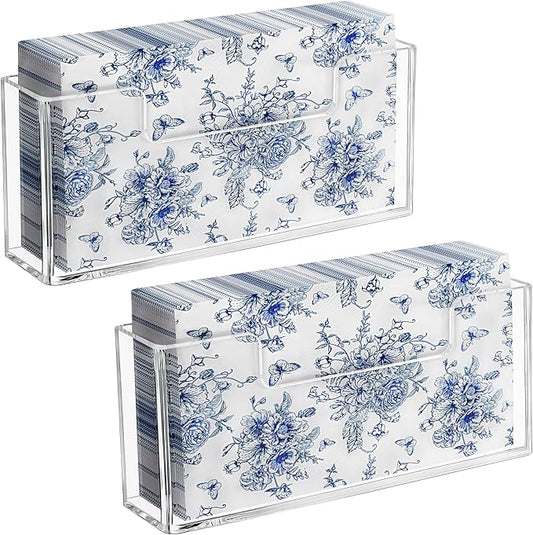 HBlife Acrylic Guest Towel, Paper Napkin Holder for Bathroom - Clear Waterproof Vertical Stand, Disposable Paper Hand Towel Dispenser, Modern Table Tray for Kitchen, Home, Hotel, Office(2 Pack)