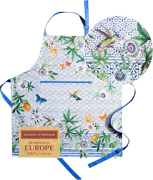 Maison d' Hermine 100% Cotton Apron for women with Pocket Kitchen Chef Apron for Men Cooking Spring Summer