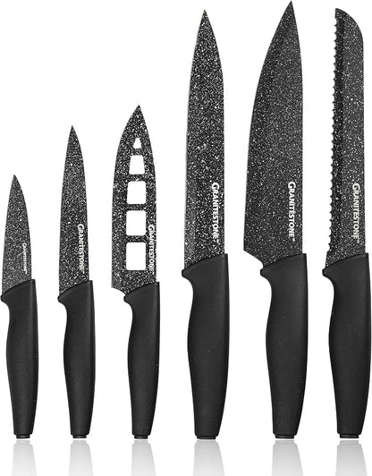 Nutriblade Knife Set by Granitestone, 13 Pieces High-Grade Stainless Steel Blade Chef Kitchen Knives Set with Acrylic Block Includes 6-piece Kitchen Knife plus 6-piece Fully Serrated Steak Knife
