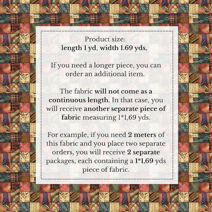 100% Cotton Fabric by the Yard – Turkish Quality Quilting & Sewing Fabric, 1 Yard x 1.69 Yards Wide, Patchwork Cotton for Crafts