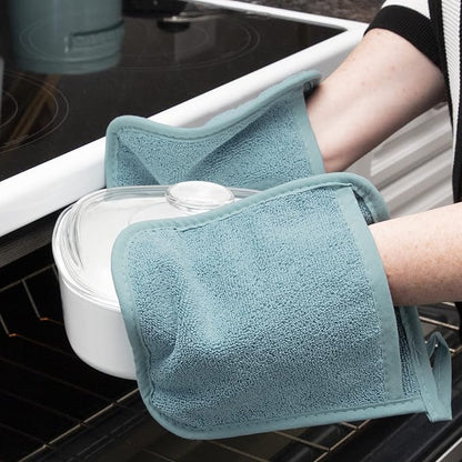 RITZ Terry Pocket Mitt & Hot Pad: Unparalleled Heat Resistant, Durable 100% Cotton – Ergonomically Designed for Optimal Grip – Easy-Care Machine Washable – 2-Pack, Dew