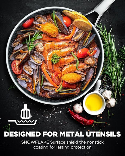 Non Stick Frying Pan Set, 10 Pcs Nonstick Hybrid Skillets and Fajita Pans Set, PFOA Free Kitchen Cookware, Dishwasher & Oven Safe, All Cooktop Compatible