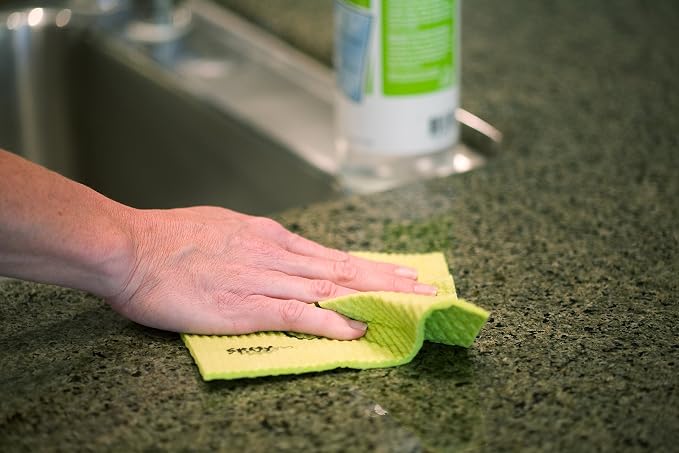 Skoy Cleaning Bundle - Cloth, Scrub, Blue Towel and Sink Holder – Environmentally Friendly, Kitchen & Household Use, Plastic-Free Packaging, Great Gift Idea!