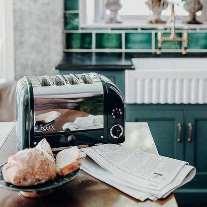 Dualit Classic 4 Slice NewGen Toaster - Stainless Steel - Hand Built in the UK - Replaceable ProHeat elements - Defrost Bread - Mechanical Timer - Evergreen Classic Toaster
