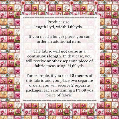 100% Cotton Fabric by the Yard – Turkish Quality Quilting & Sewing Fabric, 1 Yard x 1.69 Yards Wide, Patchwork Cotton for Crafts