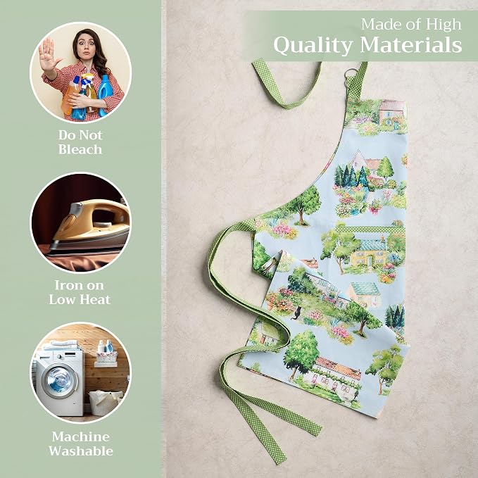 Maison d' Hermine 100% Cotton Apron for women with Pocket Kitchen Chef Apron for Men Cooking Spring Summer