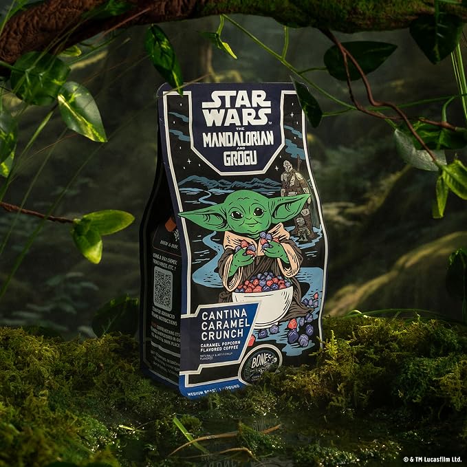 Bones Coffee Company Star Wars Cantina Caramel Crunch Coffee - Medium Roast - Ground - Low-Acid Arabica Coffee Beans - Buttery Caramel Popcorn Flavor - 12 Oz