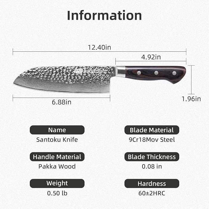 FINDKING 7 Inch Damascus Santoku Knife,Versatile Japanese-Inspired Chef Knife, Multifunctional Asian Culinary for Vegetable Preparation (Raven Series)