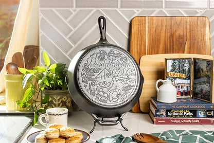 Lodge 12 Inch Cast Iron Skillet – Pre-Seasoned Frying Pan with Teardrop Handle – Oven, Stovetop, Grill & Campfire Use – Made in USA – Non-Toxic, Even-Heating Cookware – Washington, D.C.