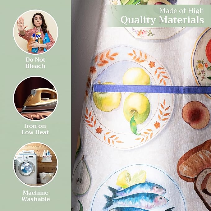 Maison d' Hermine 100% Cotton Apron for women with Pocket Kitchen Chef Apron for Men Cooking Spring Summer