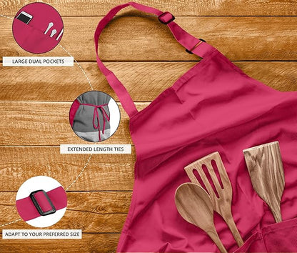 Utopia Kitchen 10 Pack Bib Apron Adjustable with 2 Pockets, Water and Oil Resistant, Cooking Kitchen Chef Apron for Women Men