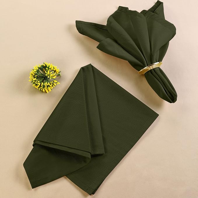 Utopia Kitchen Olive Cloth Napkins [12 Pack, 18x18 Inch] Absorbent Cotton Blend Washable and Reusable for Dinner, Restaurant, Lunch, Wedding and Hotel