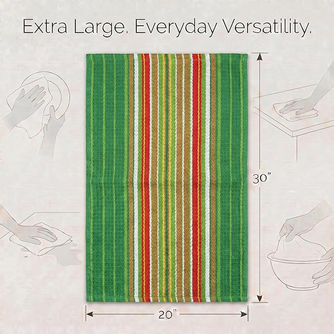 Urban Villa Kitchen Towels 100% Cotton Dish Towels for Kitchen(Set of 8)20”x30” Dish Cloths Highly Absorbent Kitchen Linen Set with Hanging Loop Perfect for Drying Dishes Cleaning Towels -Multi Color