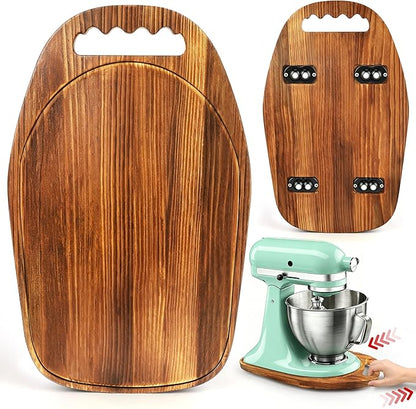 TREWAVE Mixer Slider Mat with 4 Caster Wheels, Pine Wood Sliding Tray Compatible with KitchenA 4.5-5 Qt Tilt-Head Stand Mixer, Kitchen Countertop Storage Accessories, 15.5" x 9.5"