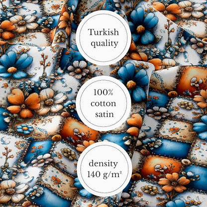 100% Cotton Fabric by the Yard – Turkish Quality Quilting & Sewing Fabric, 1 Yard x 1.69 Yards Wide, Patchwork Cotton for Crafts