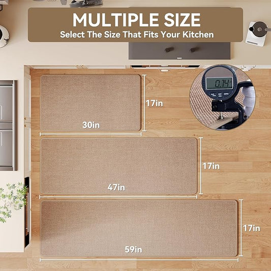 YDKGL Kitchen mats for Floor, Water and Oil Absorbent Runner Rugs for Kitchen, Kitchen Mat in Front of Sink,Non-Slip and Washable Kitchen Rugs,Braided Quick Dry Kitchen Standing Mat 17x47 Brown