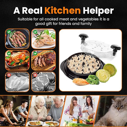 Chicken Shredder Tool Twist, Large Manual Meat Grinder Machine for Chicken & Beef, Strong Anti-Slip Base, Ergonomic Handle, BPA Free, Dishwasher-Safe (Black)