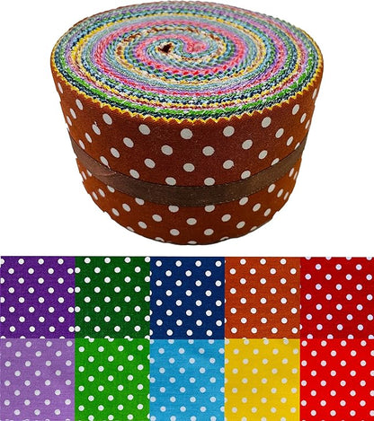 40 Strip Jelly Roll Fabric Strips for Sewing, 100% Cotton Fabric for Quilting Crafting, Precut Bundles, Patchwork Precut Quilt Squares-2.5" x 44" Dot