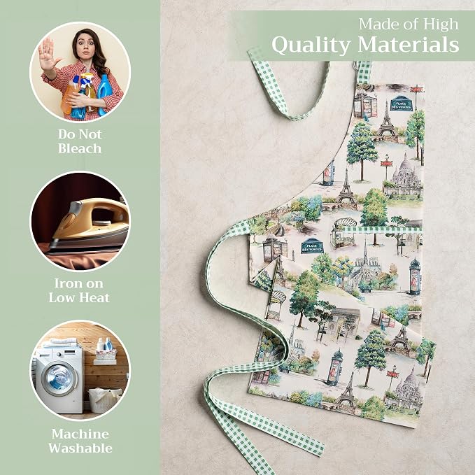 Maison d' Hermine 100% Cotton Apron for women with Pocket Kitchen Chef Apron for Men Cooking Spring Summer