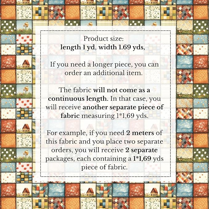 100% Cotton Fabric by the Yard – Turkish Quality Quilting & Sewing Fabric, 1 Yard x 1.69 Yards Wide, Patchwork Cotton for Crafts