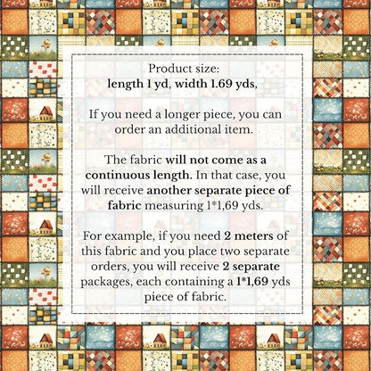 100% Cotton Fabric by the Yard – Turkish Quality Quilting & Sewing Fabric, 1 Yard x 1.69 Yards Wide, Patchwork Cotton for Crafts