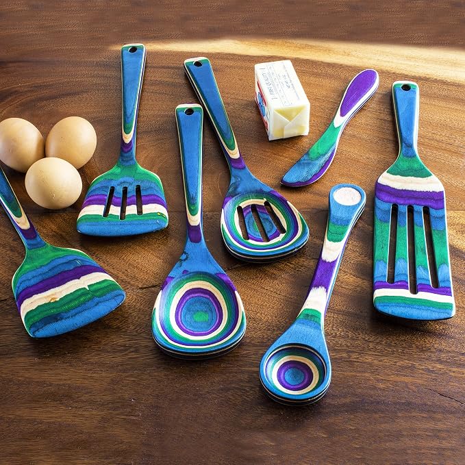 Baltique Mumbai Collection 7 Piece Cooking Utensil Set, Safe for Nonstick