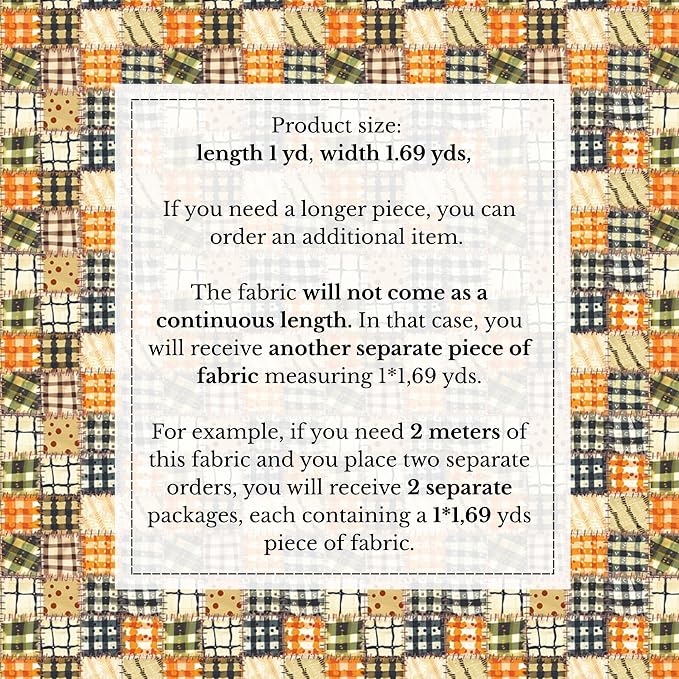 100% Cotton Fabric by the Yard – Turkish Quality Quilting & Sewing Fabric, 1 Yard x 1.69 Yards Wide, Patchwork Cotton for Crafts