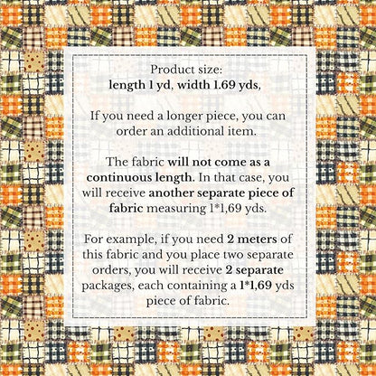 100% Cotton Fabric by the Yard – Turkish Quality Quilting & Sewing Fabric, 1 Yard x 1.69 Yards Wide, Patchwork Cotton for Crafts