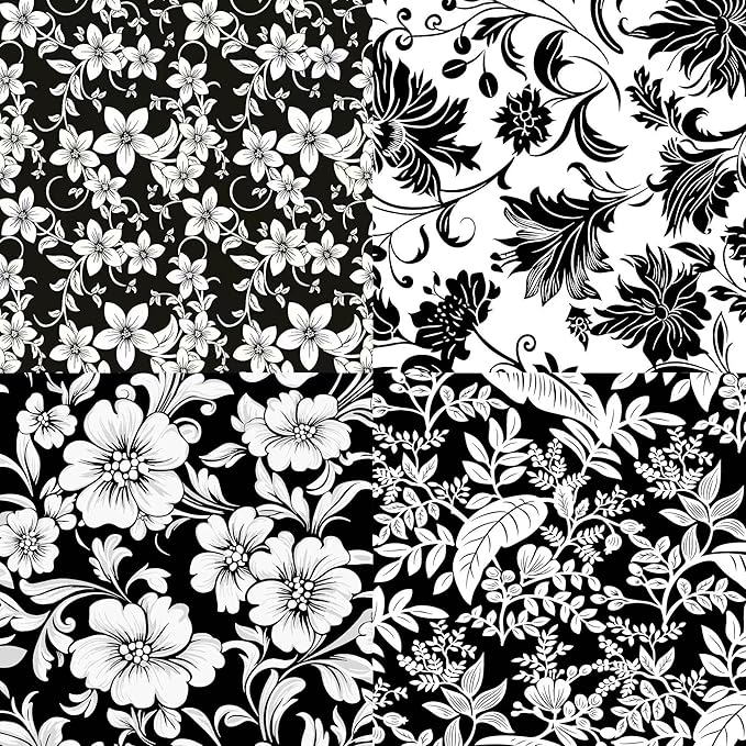 40 Strip Jelly Roll Fabric Strips for Sewing, 100% Cotton Fabric for Quilting Crafting, Precut Bundles, Patchwork Precut Quilt Squares-2.5" x 44" Black and White