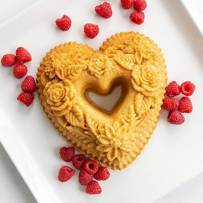 Nordic Ware Wildflower Heart Bundt, 6 Cup, Toffee
