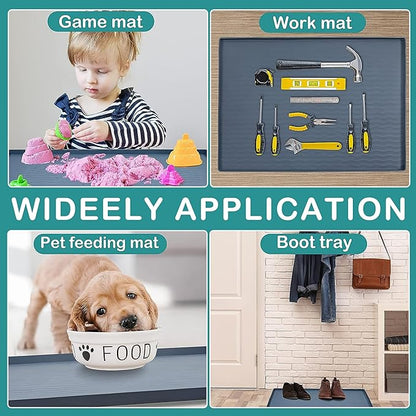 URMONA Waterproof Silicone Under Sink Mat 19'' x 12'' Shelf Liner for Kitchen and Bathroom, Cabinet and Counter Protector, Storage and Organizers, Litter Mat, Pet Cat Puppy Essentials(Beige)