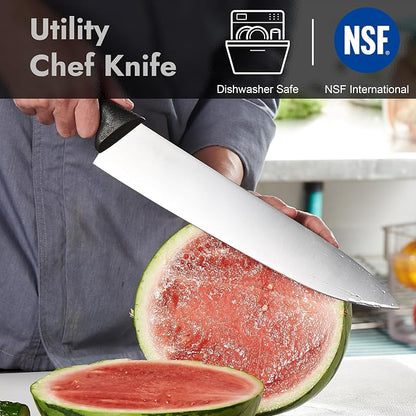 CURTA 12-inch Commercial-Grade Chef's Knife, NSF Listed, Ergonomic, Non-slip Black Handle, High Carbon 420 Stainless Steel Forged Blade Straight Edge, Dishwasher Safe, Rust Proof