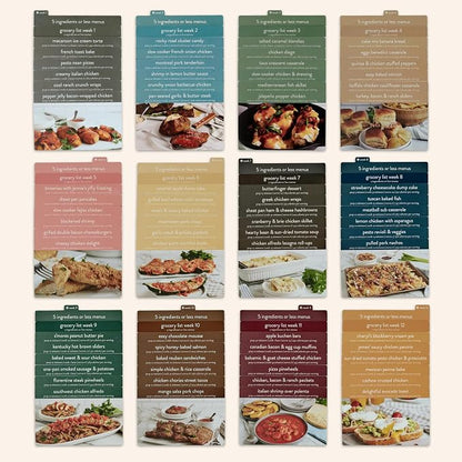 PPP Meal Planner with 72 Recipe Cards (5 Ingredients or Less – Photo Edition) | Weekly Menu Planner | Sturdy Box | 12 Reusable Grocery Lists | 5 Blank Recipe Cards | Card Protector | Recipe Ideas