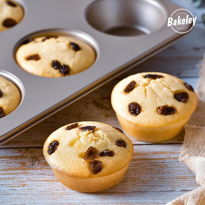Jumbo Muffin Pan 6 Cup, 13-inch Heavy-Duty Carbon Steel Nonstick 6-Cavity Large Cupcake Pan Bakeware for Oven Baking (Champagne Gold)