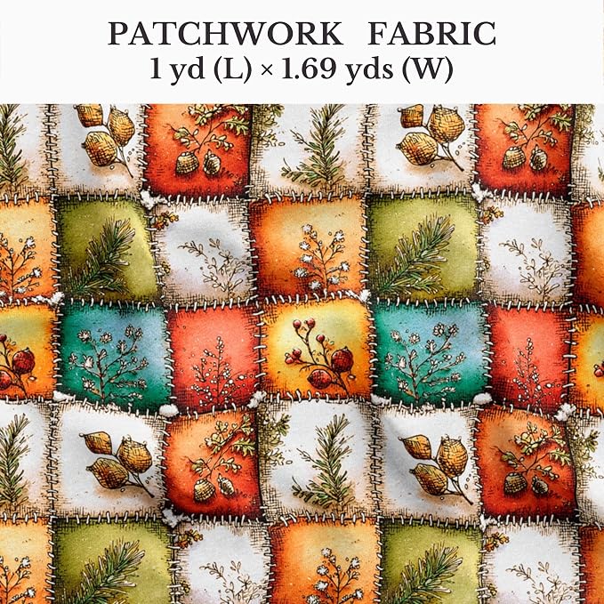 Autumn Forest Patchwork Cotton Fabric Panel – 61 × 36.6 Inches, 100% Cotton 140 GSM, Premium Turkish Printed Fabric for Quilting, Crafts & Home Decor