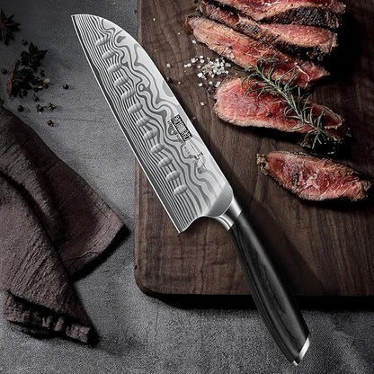 HOSHANHO 7 Inch Santoku Knife, Ultra Sharp Japanese High Carbon Powder Steel Kitchen Knife, Professional Chefs Knife with Ergonomic Handle
