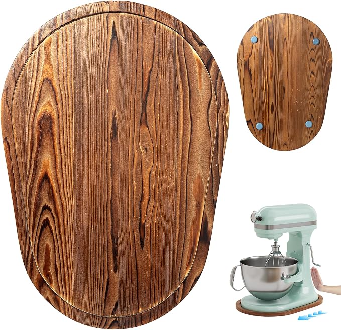 ENVTEK Mixer Slider Mat, Pine Wood Sliding Tray for KitchenAid 5 & 8 Qt Stand Mixers, Anti-Slip Moving Mat & Countertop Protector, Kitchen Accessories and Attachments for Artisan Series (5-8 QT)