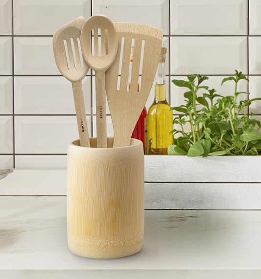 HIC Kitchen French Beechwood Slotted Slanted Spoon, 11.5-Inches