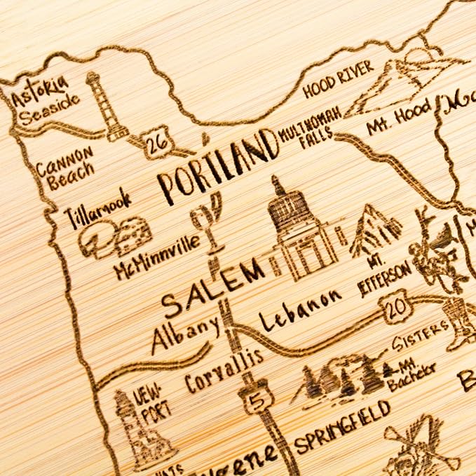 Totally Bamboo A Slice of Life Oregon State Serving and Cutting Board, 11" x 8.75"