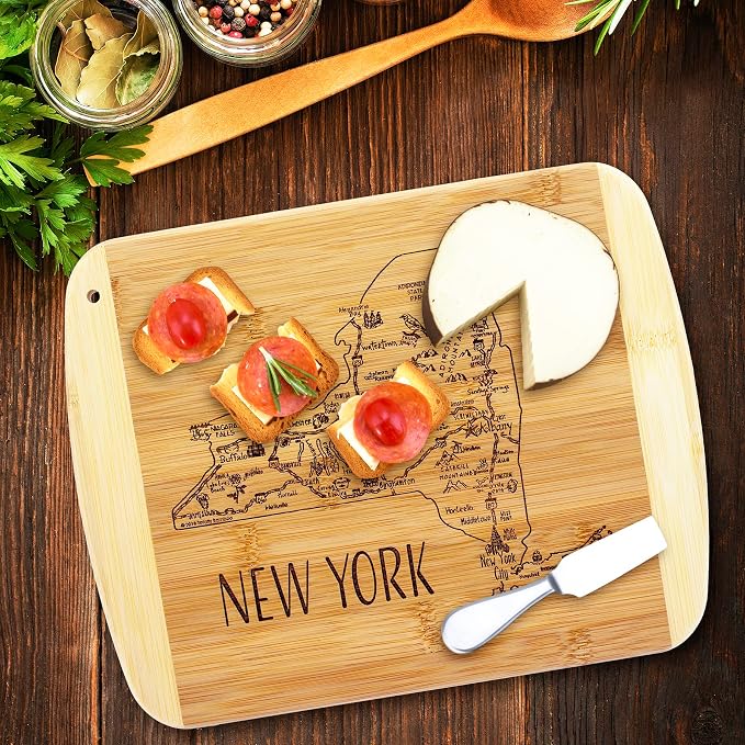 Totally Bamboo A Slice of Life New York State Serving and Cutting Board, 11" x 8.75"