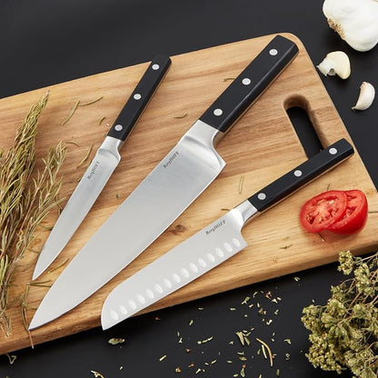 Berghoff DiNA Gene Stainless Steel Chef's Knife 8in with Triple Rivets Handle Sharp Wide Blade for Paring Cutting Slicing Fruits Vegetables Meat Fish Well Balanced, 20 cm