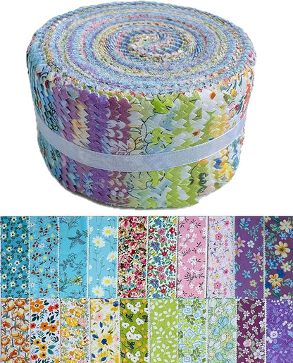 40 Strip Jelly Roll Fabric Strips for Sewing, 100% Cotton Fabric for Quilting Crafting, Precut Fabric Bundles, Patchwork Precut Quilt Squares-2.5" x 44" Rainbow