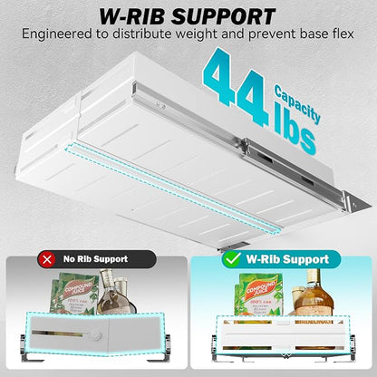 Pull Out Cabinet Organizer, Expandable Width 8"-13", Heavy Duty Metal Slide Out Drawers for Cabinets, Expandable Cabinet Pull Out Shelves for Kitchen, Pantry, Bathroom, White