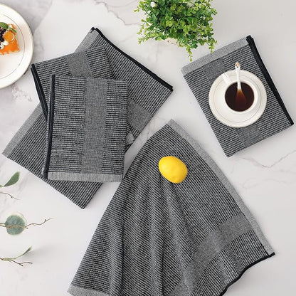 Mordimy Premium Kitchen Towels 8 Pack (18 x 28 Inches, Mixed Color), Large Cotton Kitchen Hand Towel, Flat & Terry Dish Towels for Drying Dishes, Super Absorbent Tea Dishtowels Set with Hanging Loop