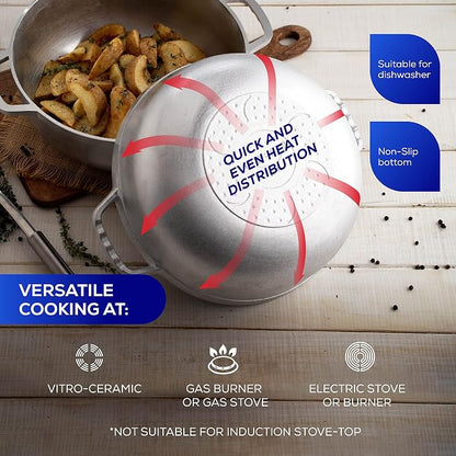 Universal (Extra Small) Caldero 4 Cups - 1.3 QT / 1.2 L, Stainless Aluminum Pot, Even Heat Distribution and Fast Cooking Dutch Oven Pot, Ergonomic Handles, Ideal for Rice, French Fries, and More